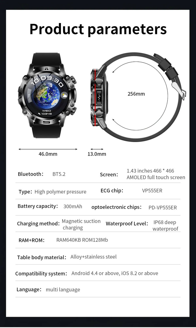 Смарт-годинник протиударний Smart Device 24 black silicon - 