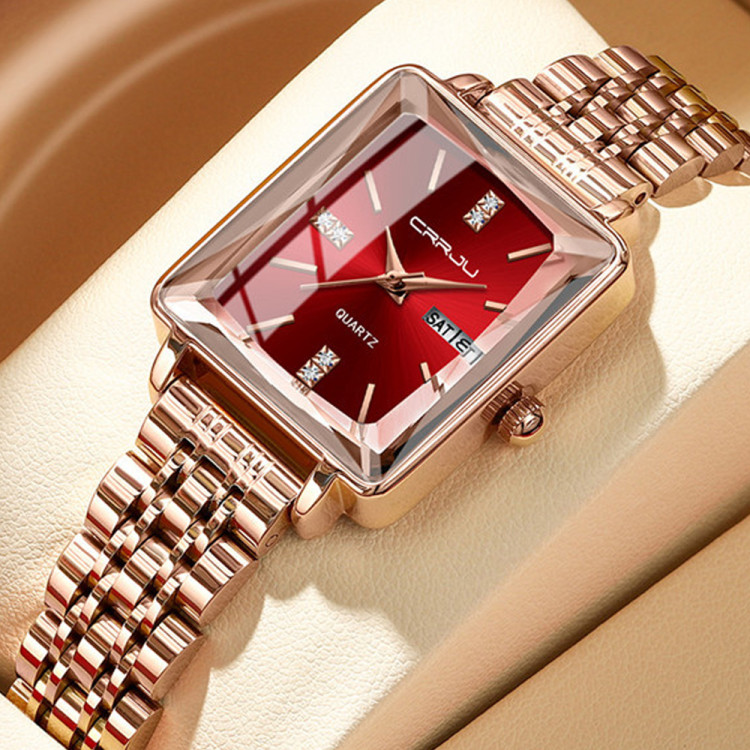 Жіночий годинник CRRJU gold + red