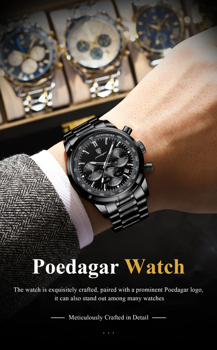 Чоловічий годинник Poedagar black - 