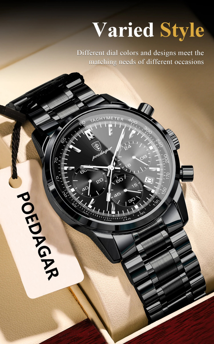 Чоловічий годинник Poedagar black - 
