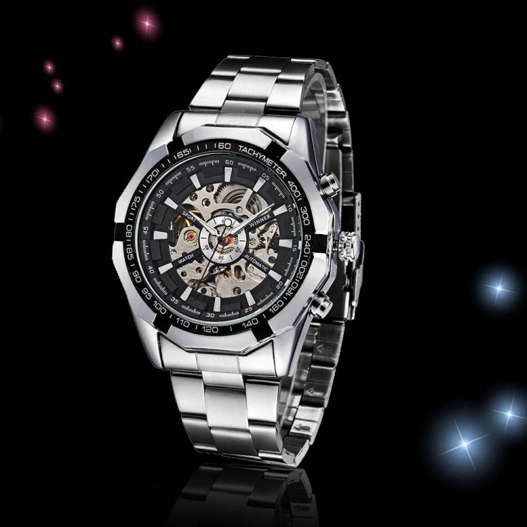 Чоловічий годинник механічний Forsining silver - 