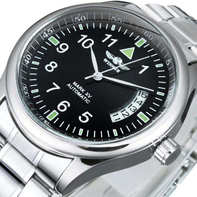 Чоловічий годинник механічний WINNER silver + steel