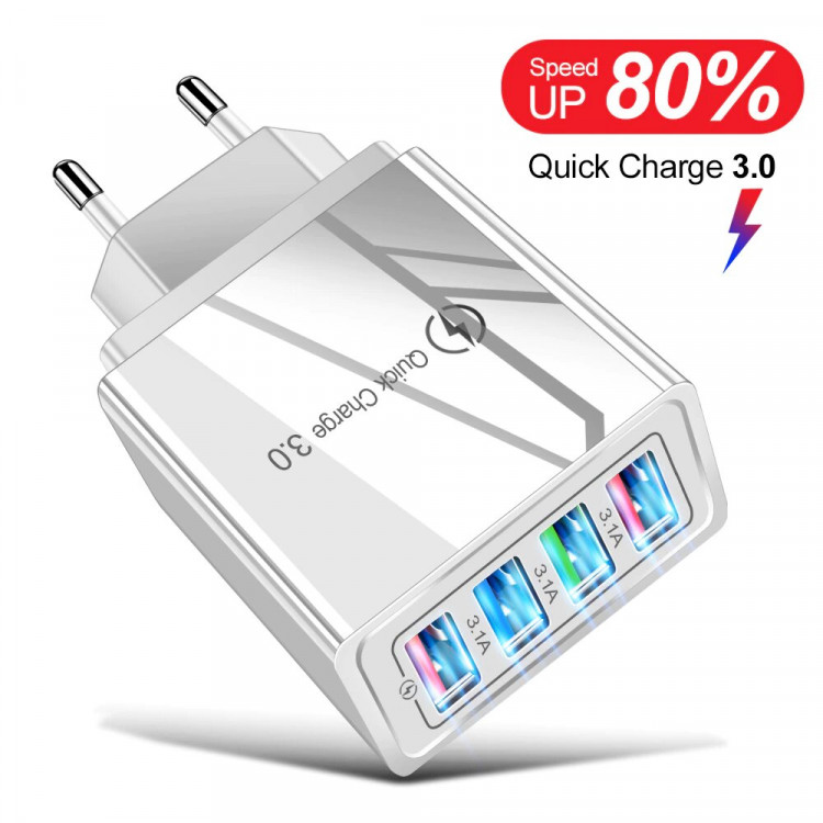 Зарядний пристрій 4xUSB Quick Charge 3.1A 10W Maх