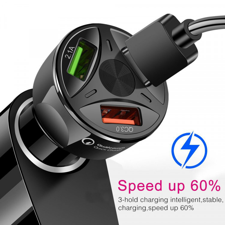 Автомобільний зарядний пристрій 3xUSB Quick Charge 3A - 