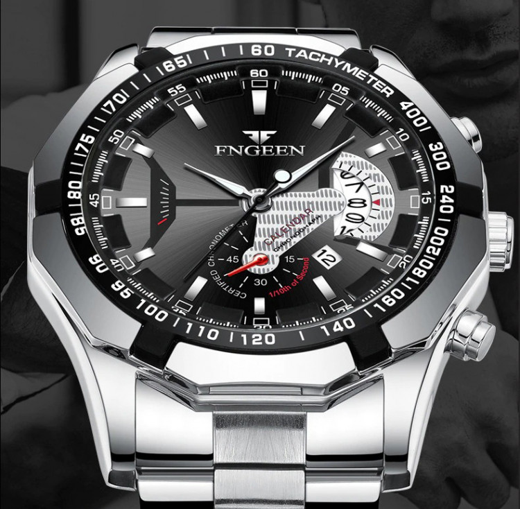 Чоловічий годинник FNGEEN silver - 