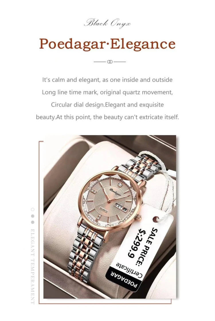 Жіночий годинник Poedagar gold steel - 