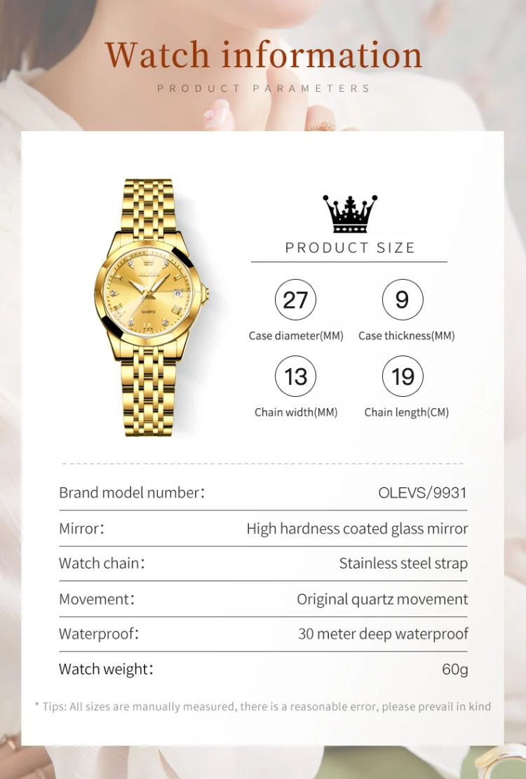 Жіночий годинник OLEVS gold - 