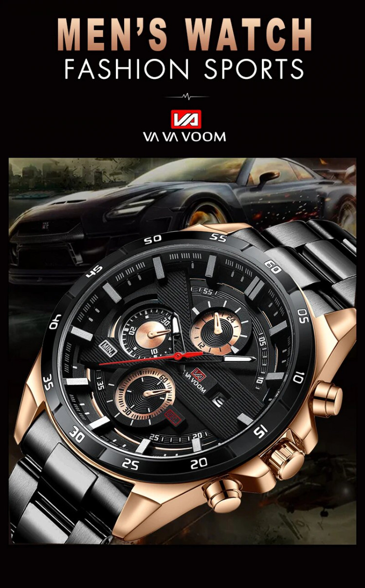 Чоловічий годинник VAVA VOOM silver+black - 