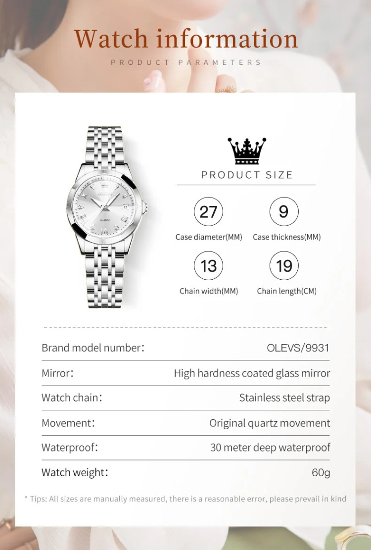 Жіночий годинник OLEVS silver - 