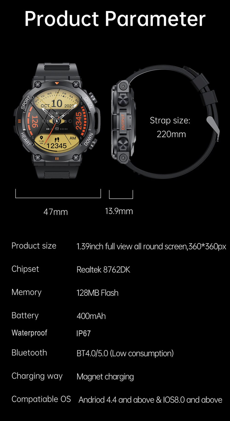 Смарт-годинник протиударний Smart Device 102 Army Green - 