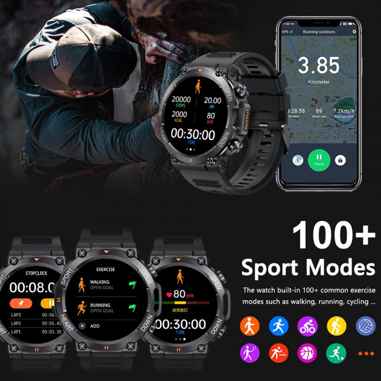Смарт-годинник протиударний Smart Device 102 black steel - 