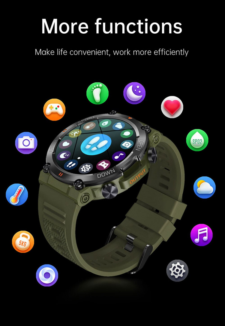 Смарт-годинник протиударний Smart Device 102 black steel - 