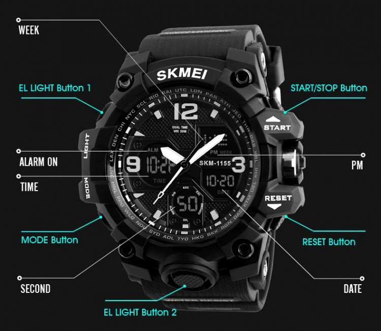 Чоловічий годинник SKMEI Army green - 