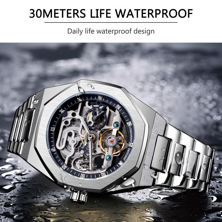 Чоловічий годинник механічний Forsining silver + black  - 