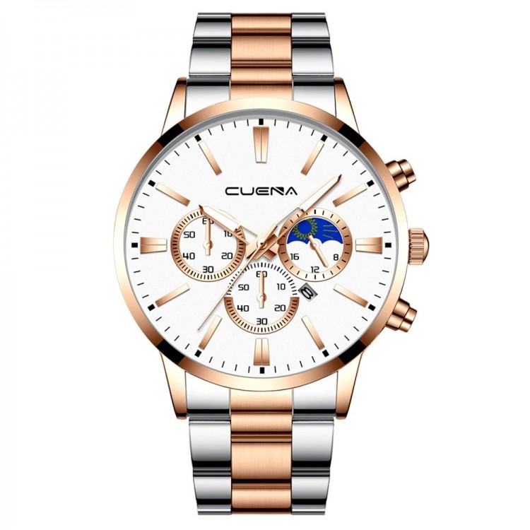 Чоловічий годинник CUENA silver+gold+white