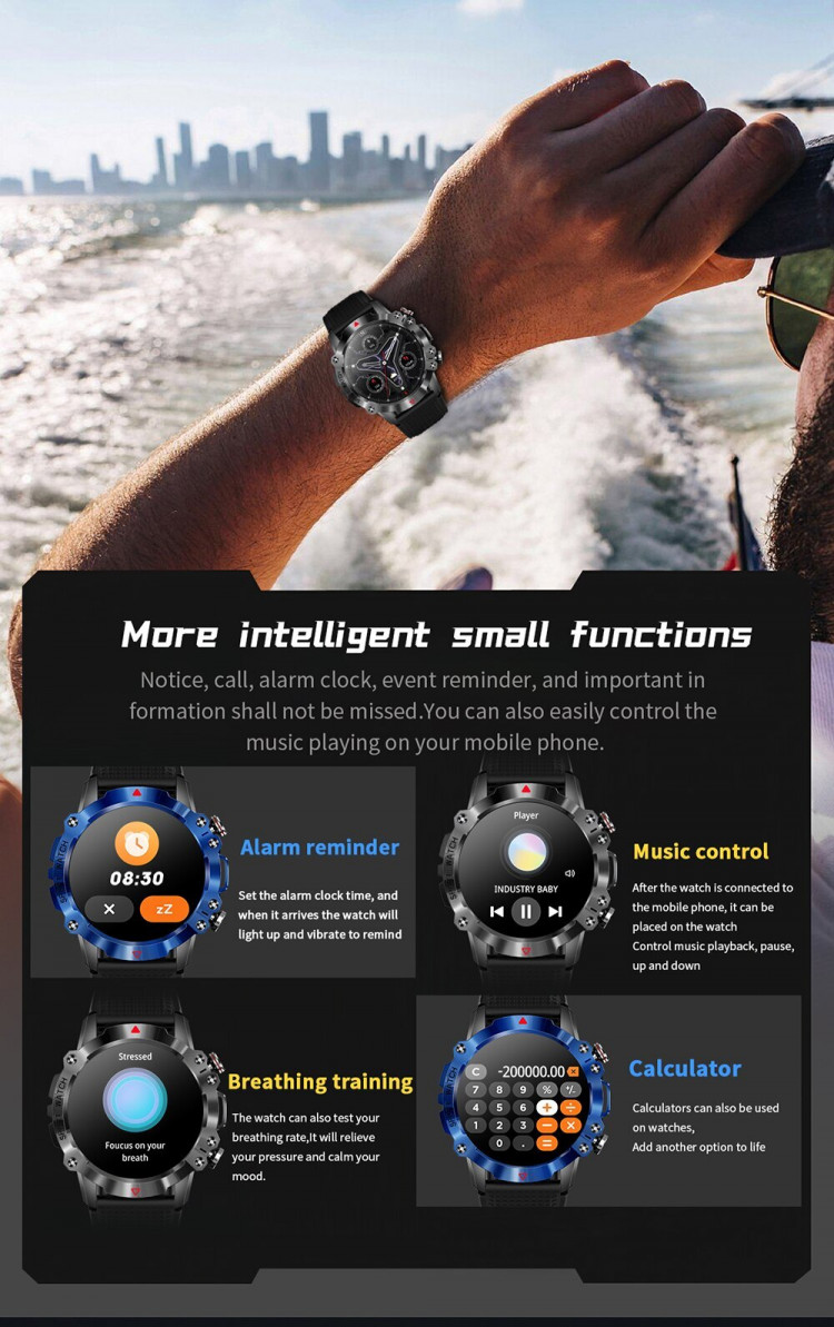 Смарт-годинник протиударний Smart Device 104 black steel - 
