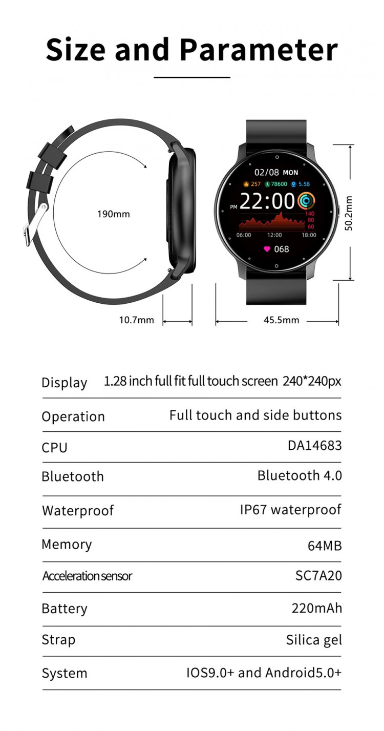 Смарт-годинник Smart Device 80 black steel, 2 ремінці - 