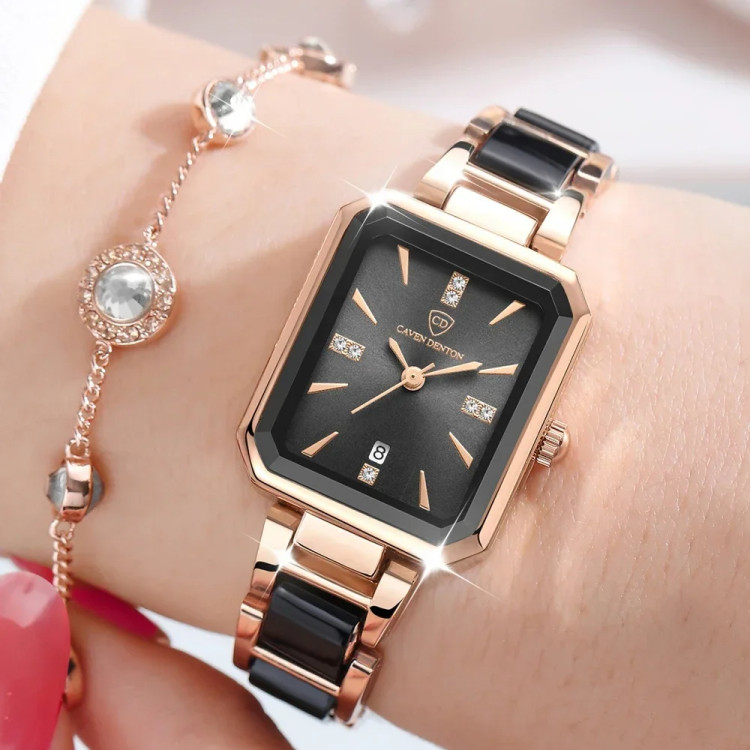 Жіночий годинник Caven Denton gold+black