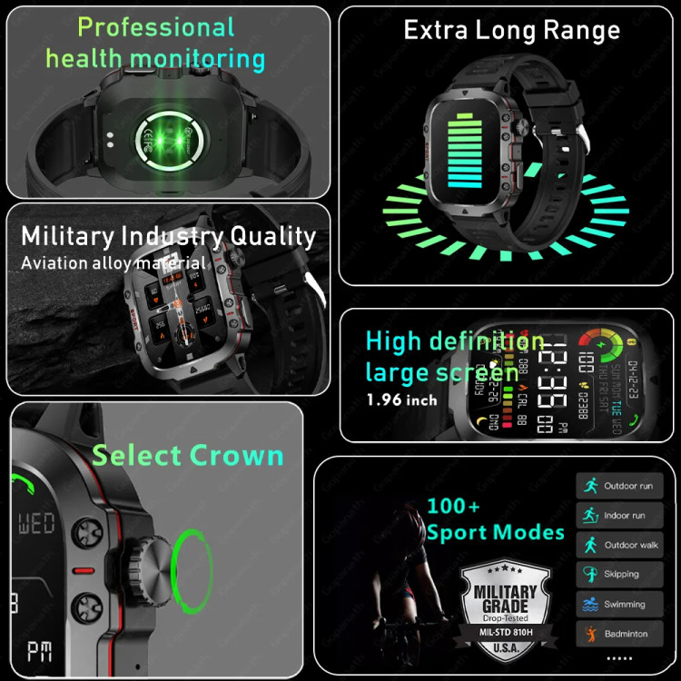 Смарт-годинник протиударний Smart Device 7 black milanese loop - 