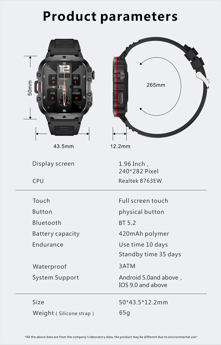 Смарт-годинник протиударний Smart Device 7 black silicon - 