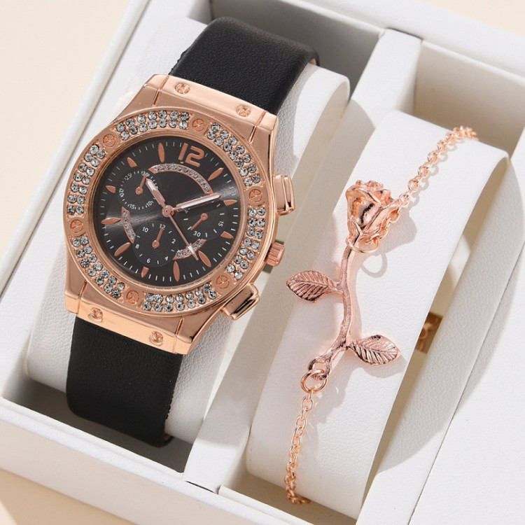 Жіночий годинник + браслет №4230 black   - 