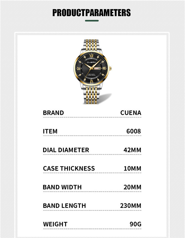 Чоловічий годинник CUENA gold+black - 