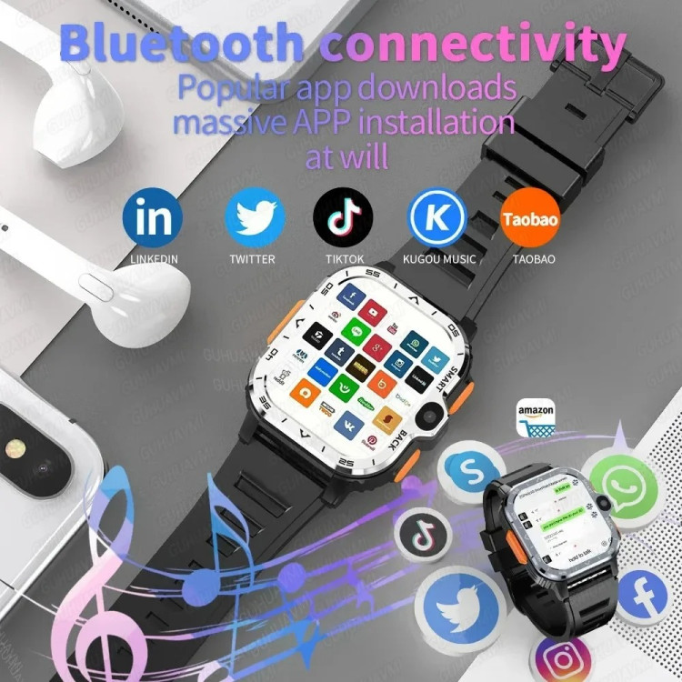 Смарт-годинник SIM-карта | Google Play | Wi-Fi | 16 ГБ | 4G | GPS | 2 ремінці - 