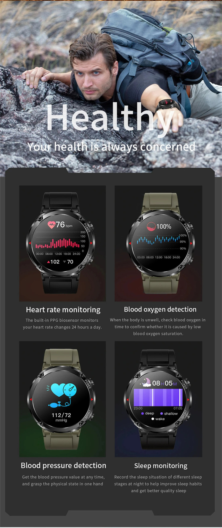 Смарт-годинник протиударний Smart Device 16 black steel - 