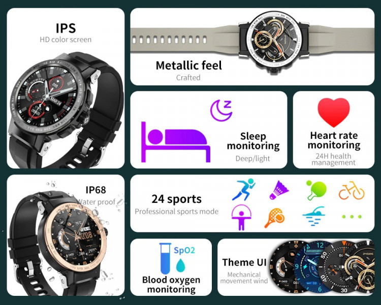 Смарт-годинник Smart Device 82 black+gold - 