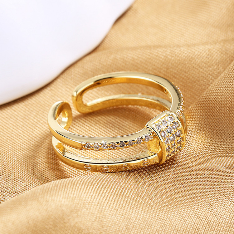 Каблучка позолочена з кристалами №128-41  - 