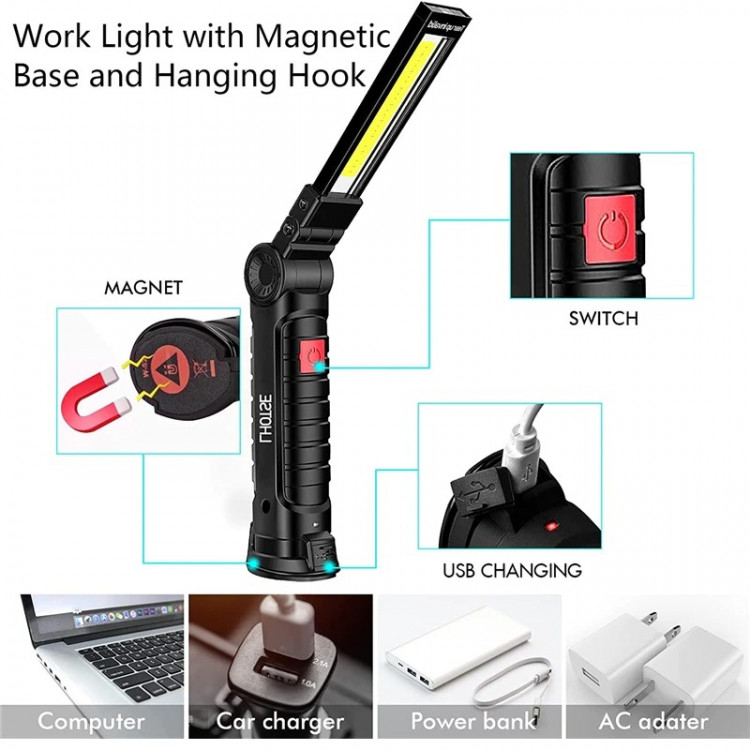 Портативна LED лампа-ліхтар USB Worklight 2000 mAh, 250 Lm - 