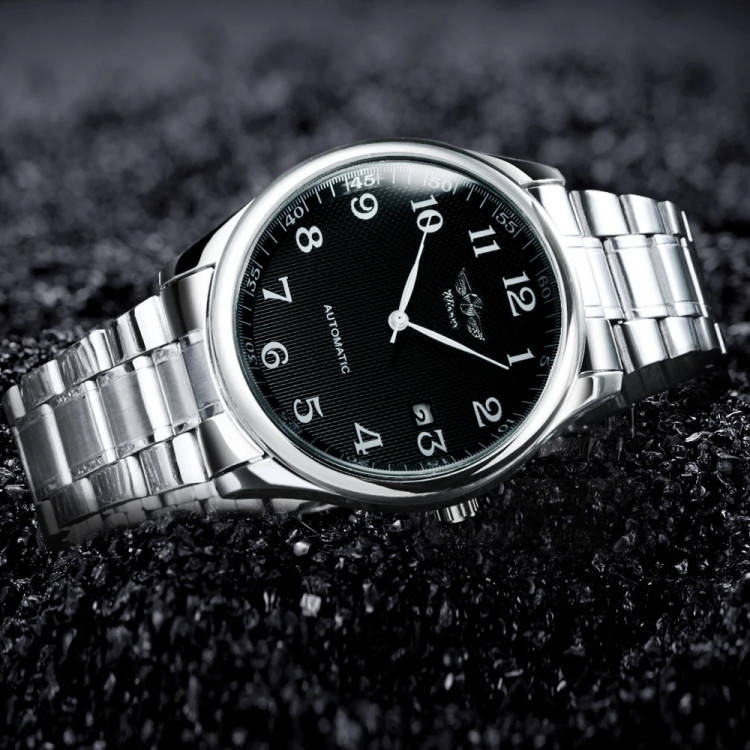 Чоловічий годинник механічний WINNER silver+black  - 