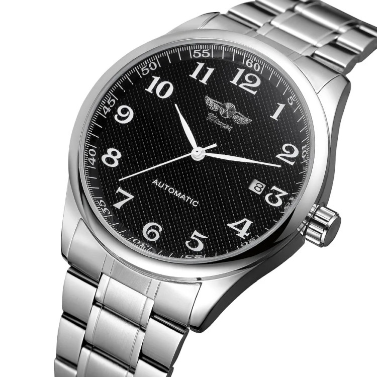 Чоловічий годинник механічний WINNER silver+black  - 