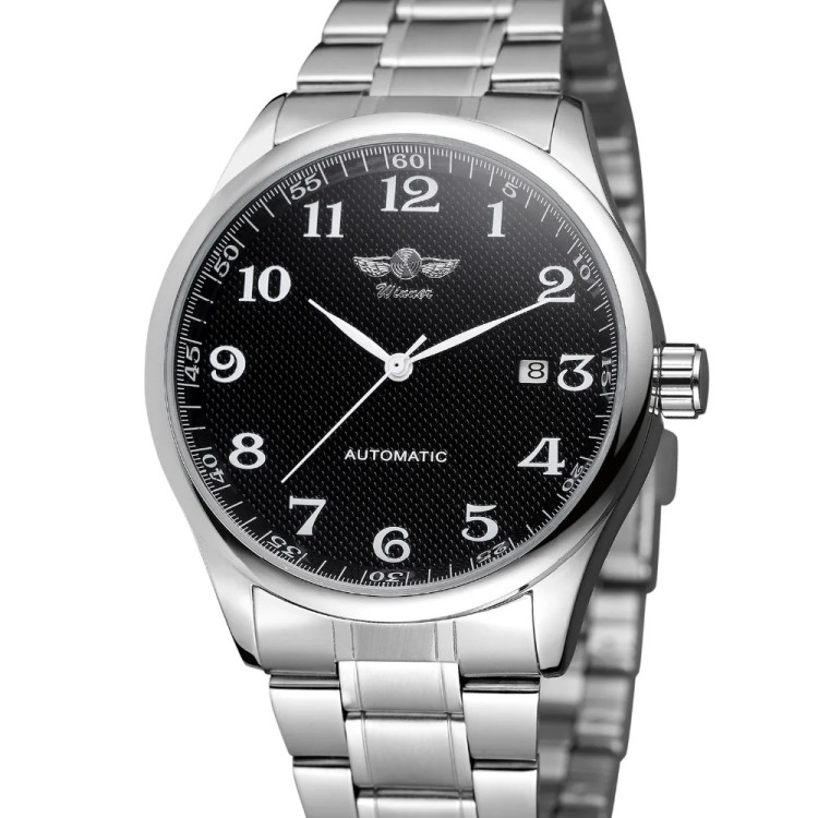 Чоловічий годинник механічний WINNER silver+black  - 