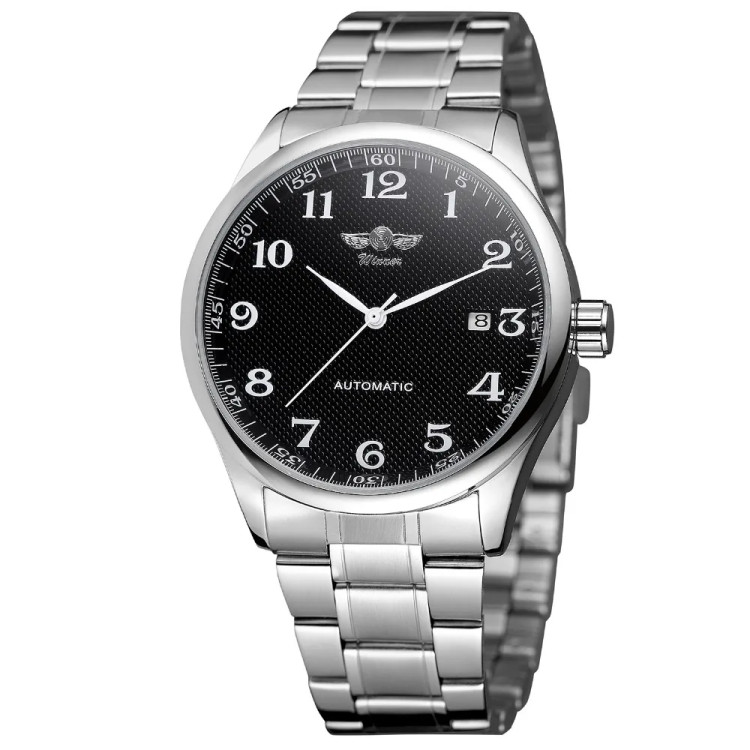 Чоловічий годинник механічний WINNER silver+black  - 