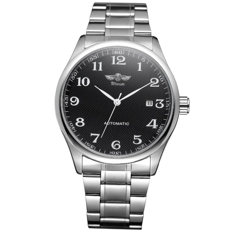 Чоловічий годинник механічний WINNER silver+black  - 