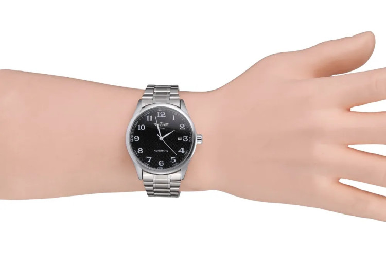 Чоловічий годинник механічний WINNER silver+black  - 
