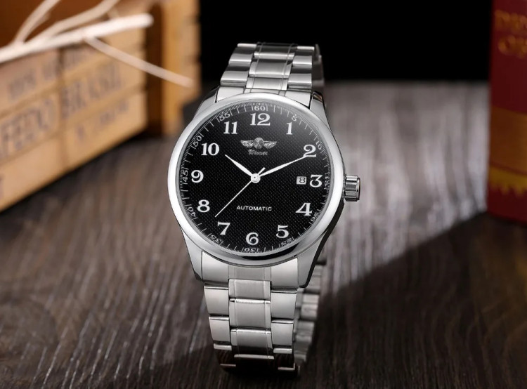 Чоловічий годинник механічний WINNER silver+black  - 