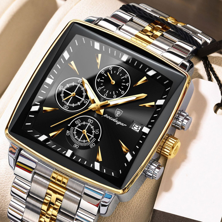 Чоловічий годинник Poedagar silver+gold+black