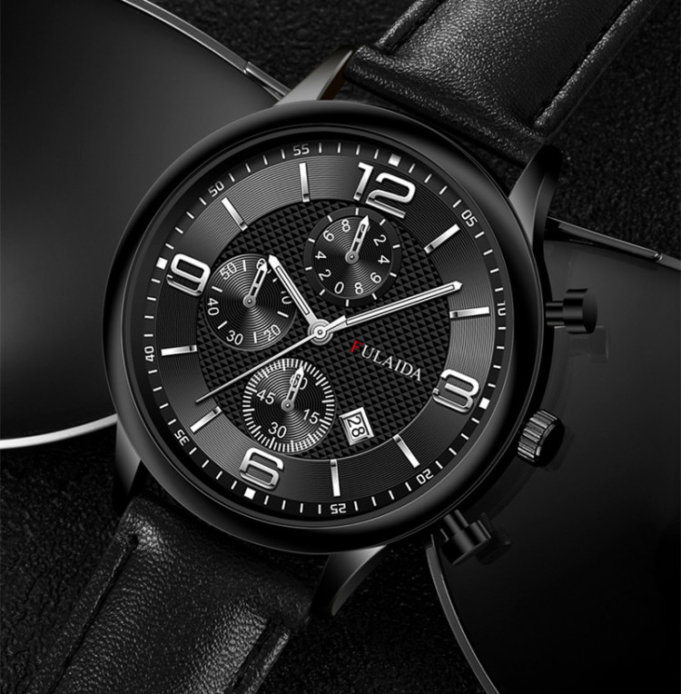 Чоловічий годинник FULAIDA black+silver - 