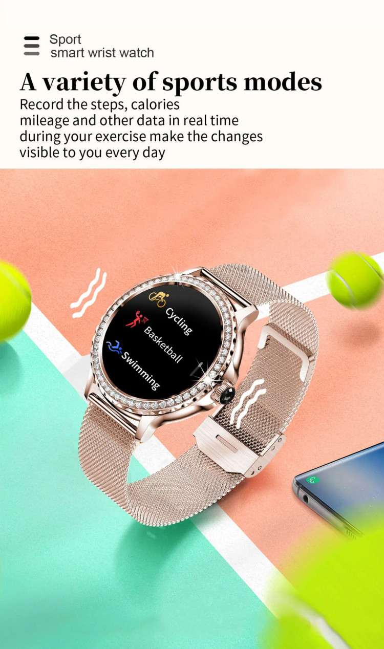 Смарт-годинник Women's Smart Device 13 silver steel, 2 ремінці - 