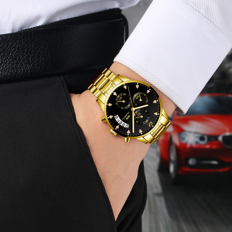 Чоловічий годинник OLMECA gold+black - 