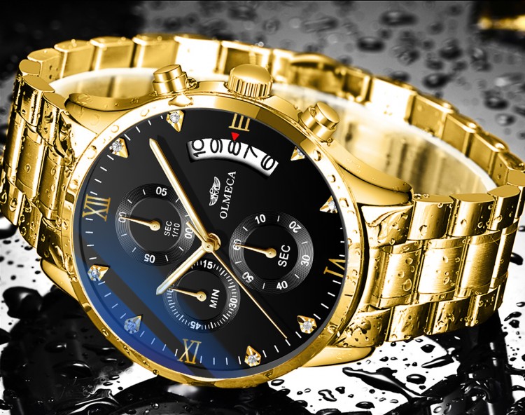 Чоловічий годинник OLMECA gold+black - 