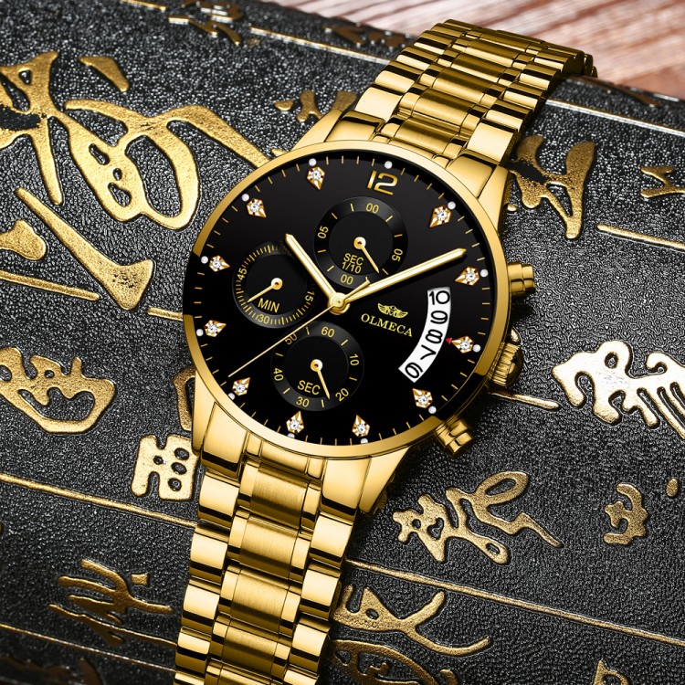 Чоловічий годинник OLMECA gold+black - 