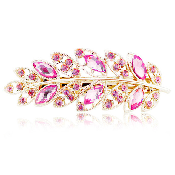 Заколка позолочена з кристалами rose №09159 