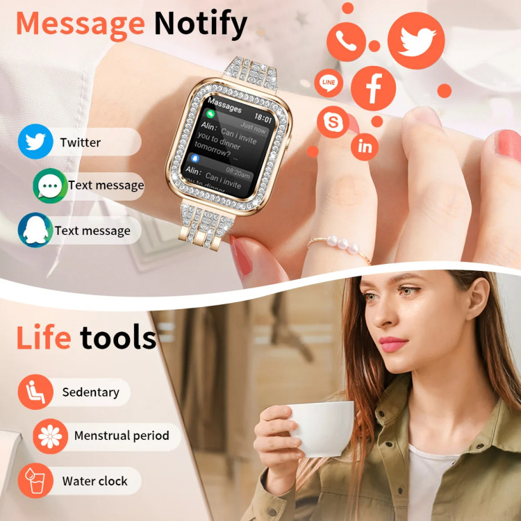 Смарт-годинник Women's Smart Device 15 silver steel, 2 ремінці - 